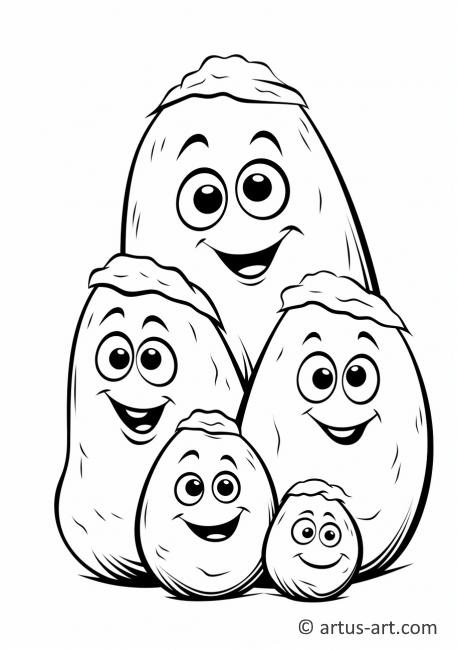 Pagina da colorare della famiglia di patate